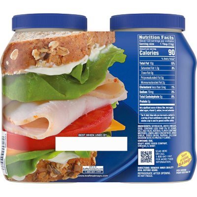 Kraft Real Mayo Creamy & Smooth Mayonnaise (30 fl. oz. jars, 2 pk.) - Image 3